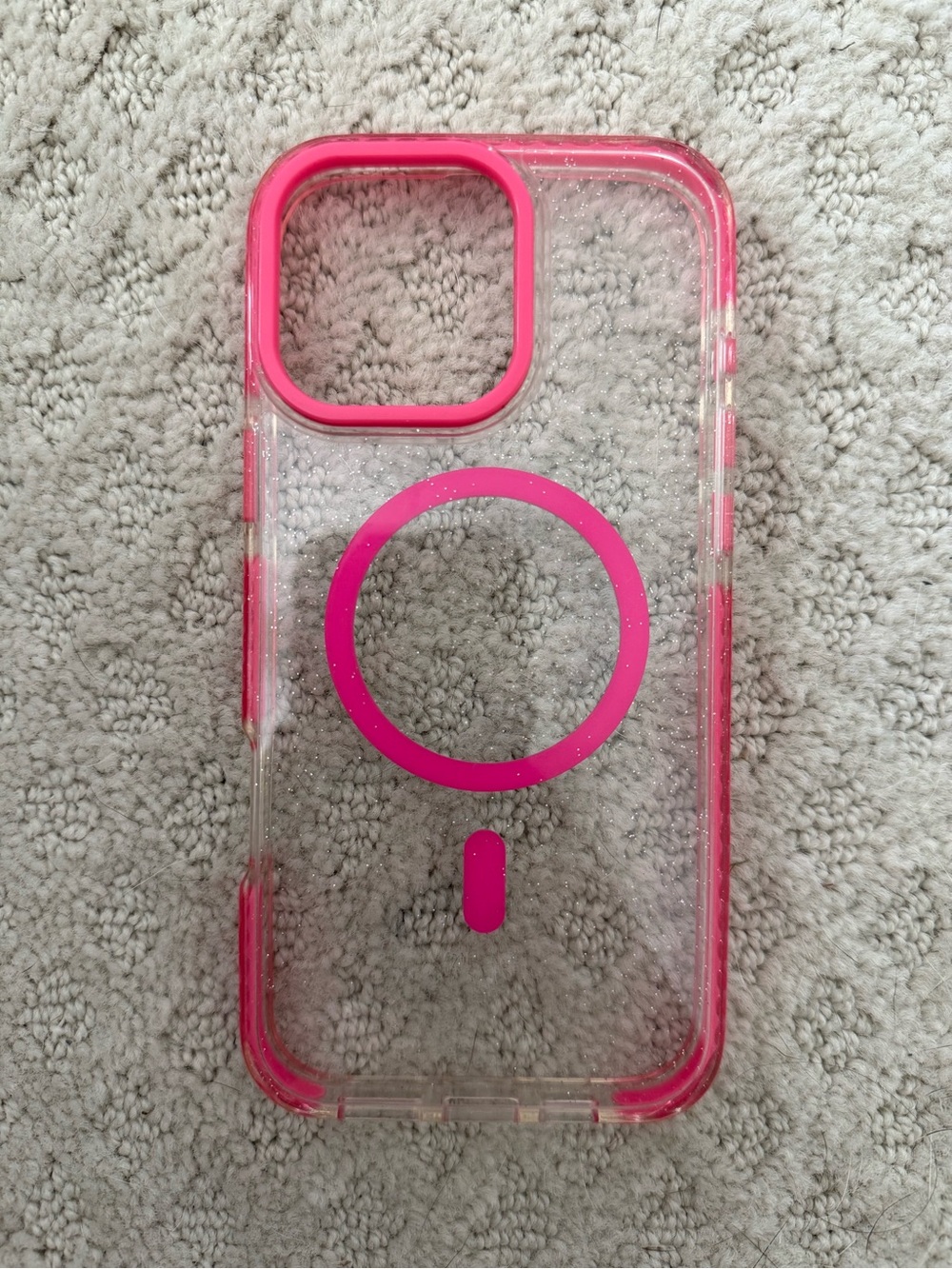 Pink Clear Glitter Phone Case- iPhone 16 Pro Max